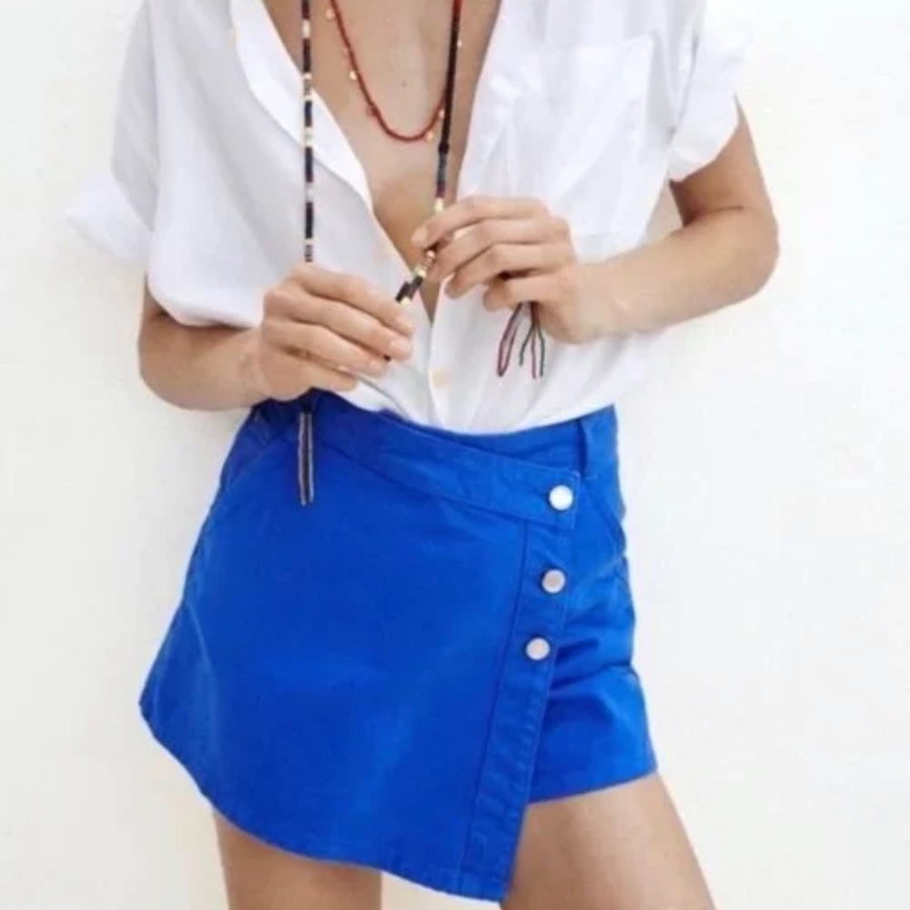 Zara Blue Wrap Skort
